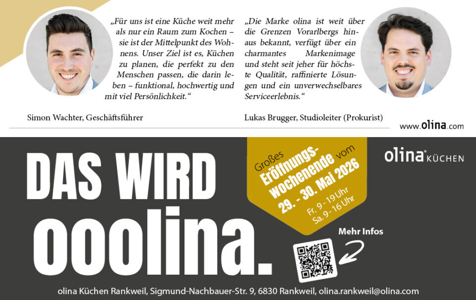 Eröffnungswerbung olina Studio Rankweil