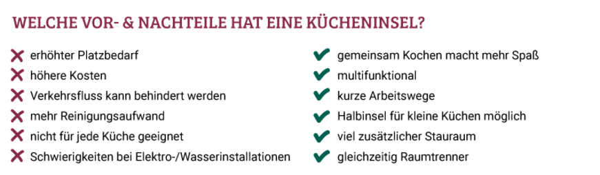 Kücheninsel Vorteile und Nachteile