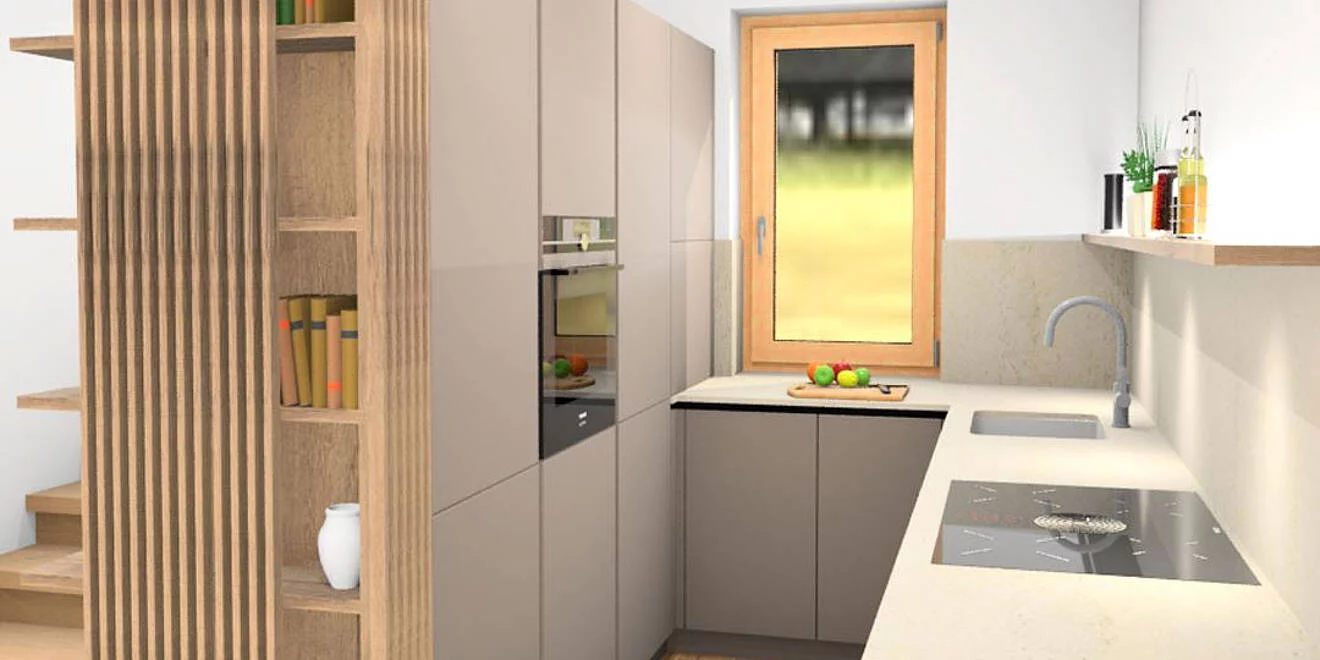 Schmale Küche in U-Form